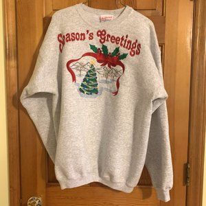 VTG Season's Greetings Christmas Sweatshirt Size Large